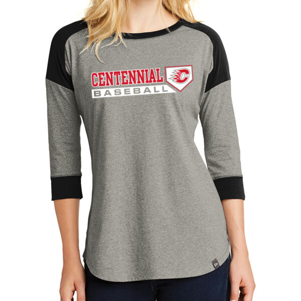 New Era Ladies Heritage Blend 3/4-Sleeve Baseball Raglan Tee - Printed Logo Thumbnail