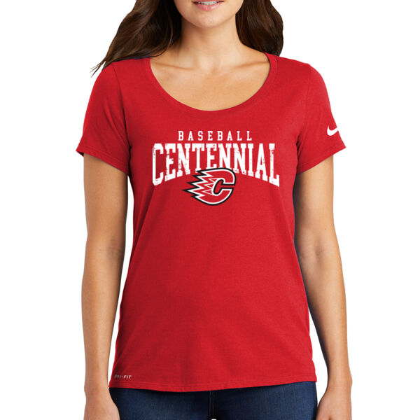 Nike Ladies Dri-FIT Cotton/Poly Scoop Neck Tee - Printed Logo Thumbnail